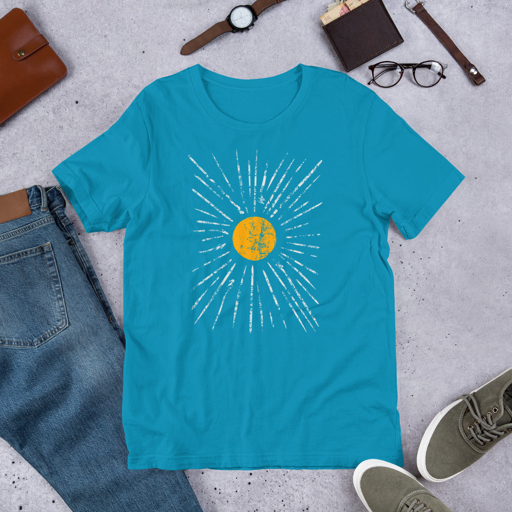 Bohoooo Sun! In Light Grey. Unisex t-shirt for (not only) Summer Chilling on the Beach!