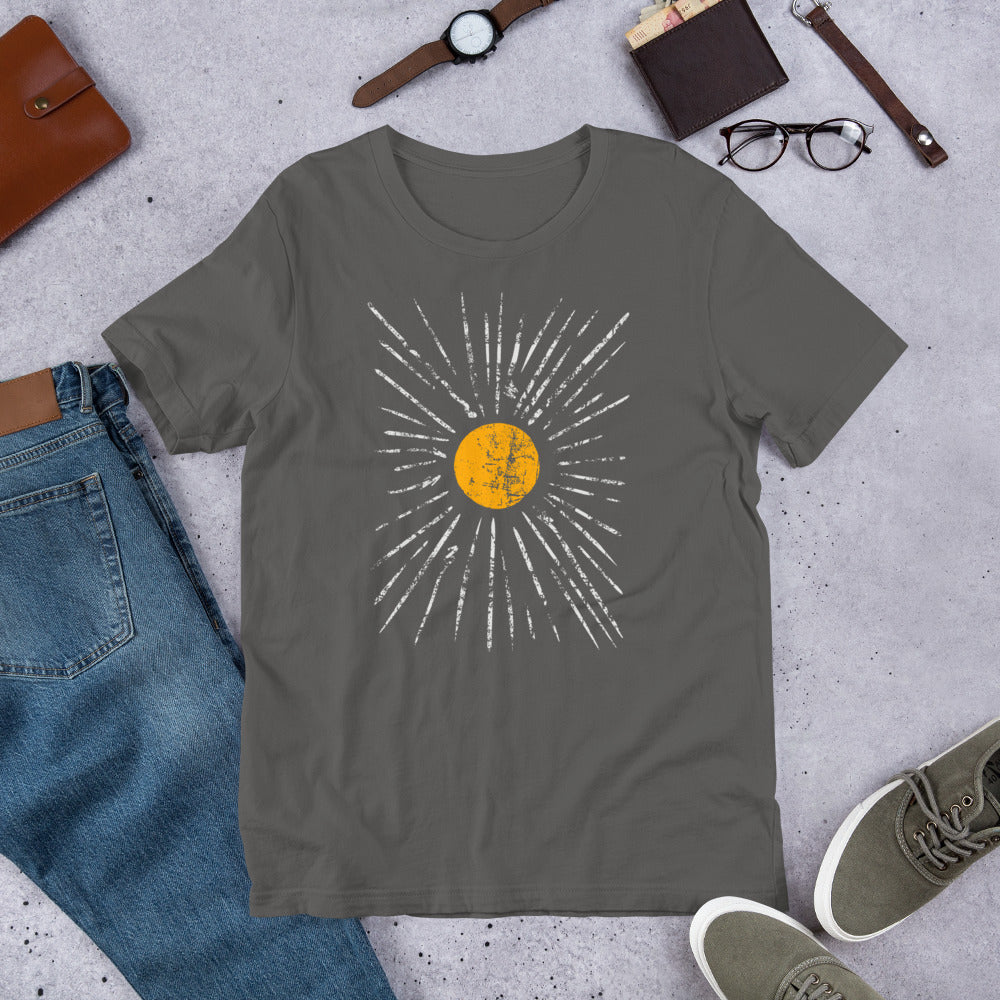 Bohoooo Sun! In Light Grey. Unisex t-shirt for (not only) Summer Chilling on the Beach!