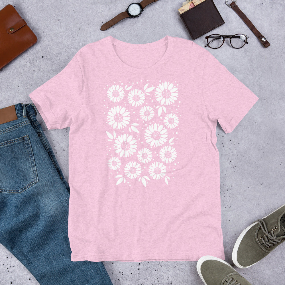 Daisies Daisies! In White. Unisex t-shirt for sunny days!