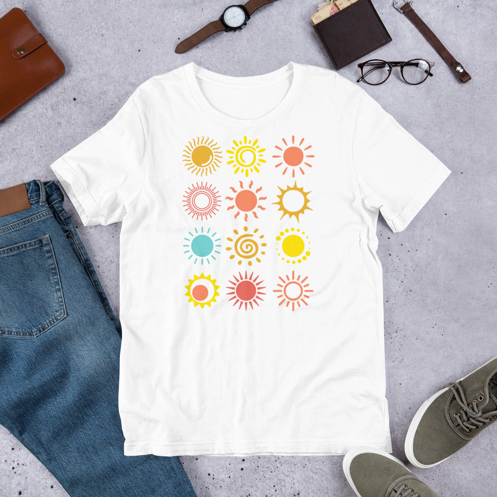 One Sun a Month! In Colors. Unisex t-shirt to remember the Summer whole Year round!